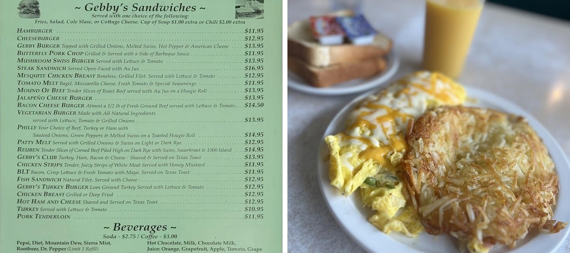 Gebby's Family Restaurant Menu