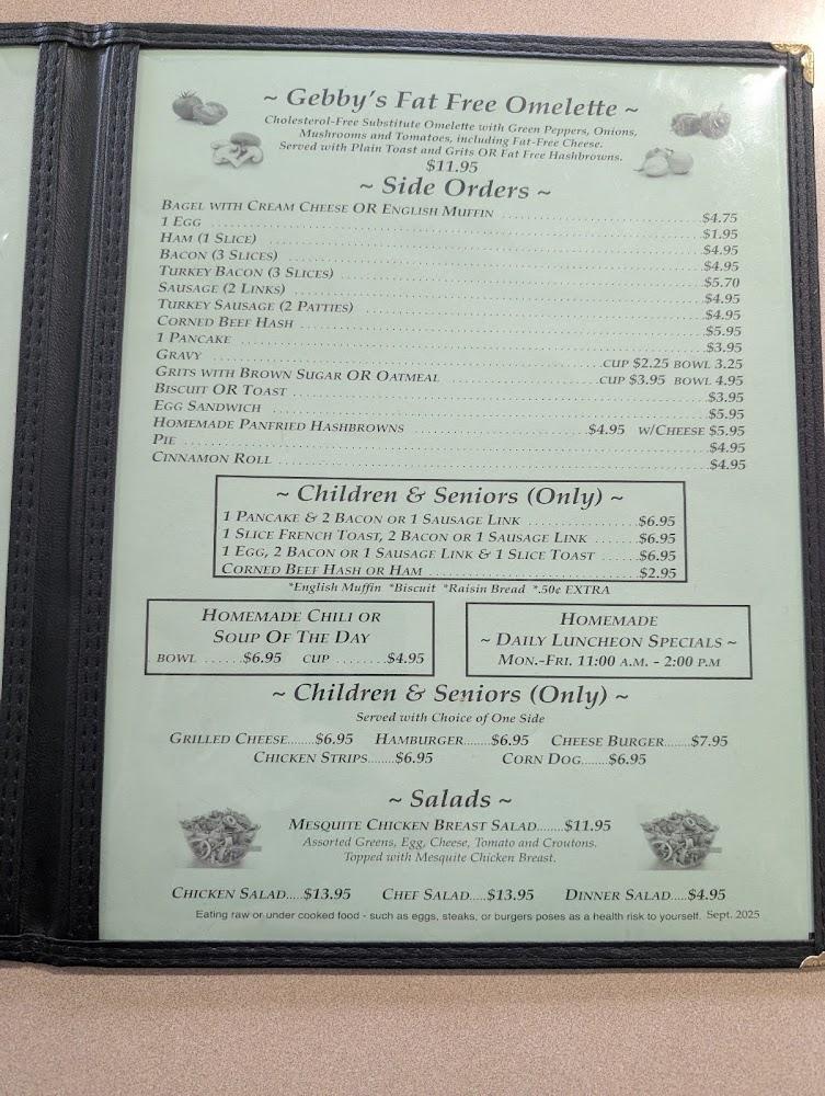 Gebby's Family Restaurant Menu image 4